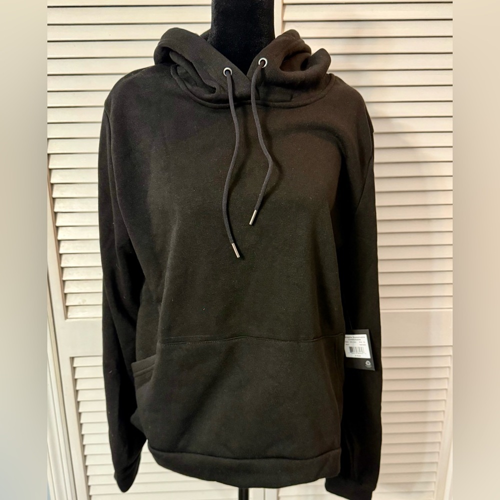 Troop Womens Sustainable‎ Black Hoodie Pullover Sweatshirt XL WFLT001 NWT
